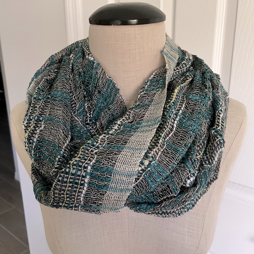 Christopher & Banks Infinity Scarf- NWT- Teal, Navy, Yellow, Beige & White